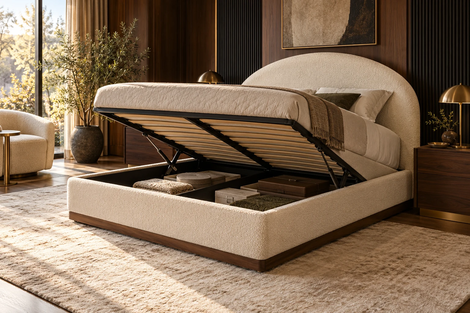 Hydraulic Storage Bed design inspiration 1 in a warm interior