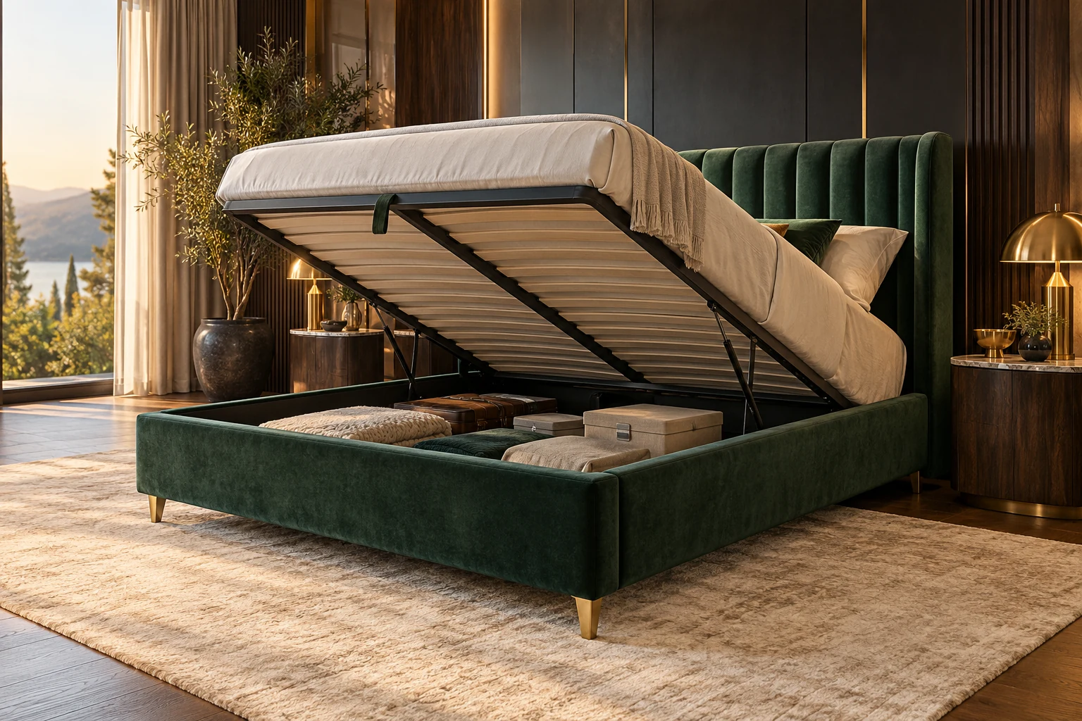 Hydraulic Storage Bed design inspiration 2 in a warm interior
