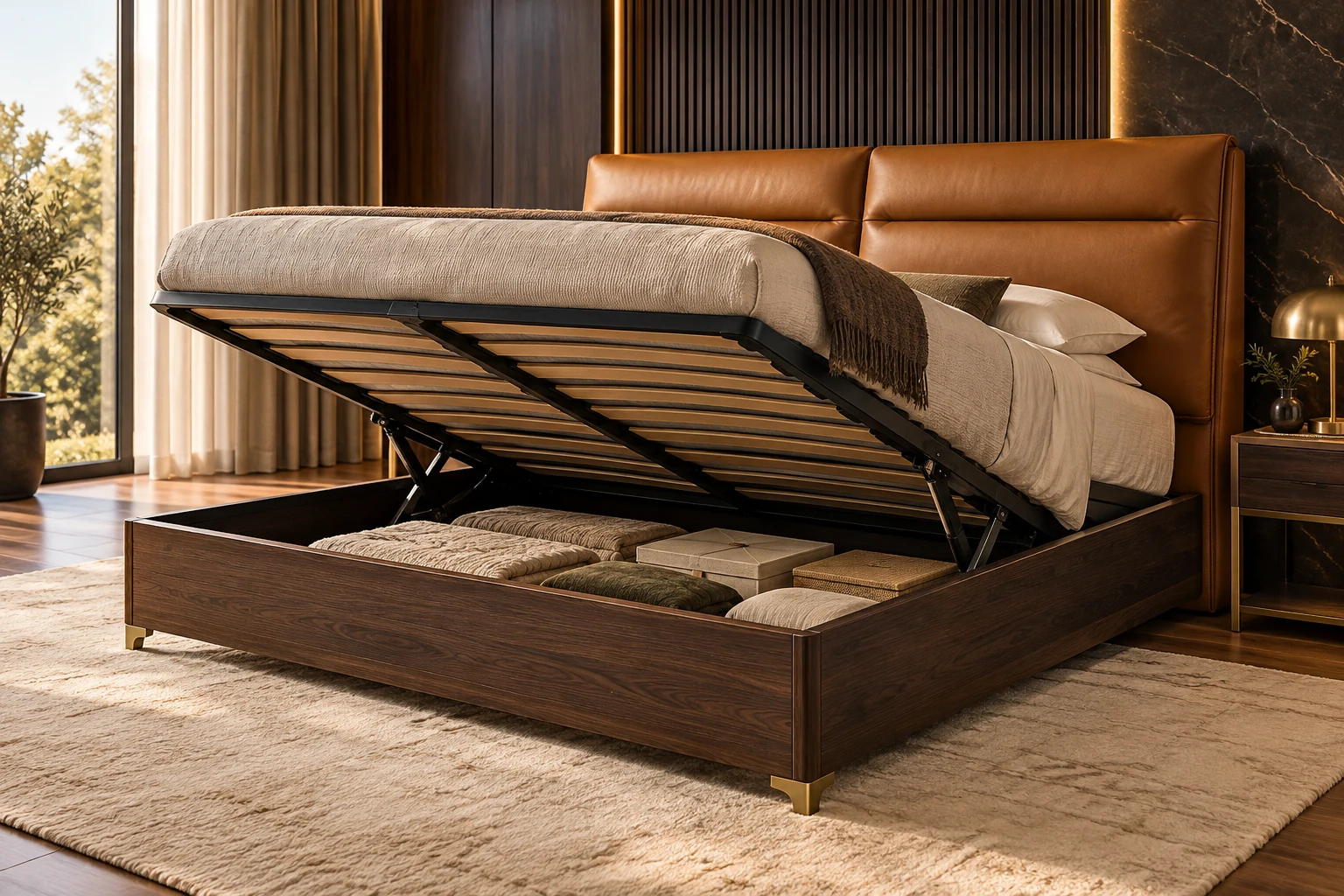 Hydraulic Storage Bed design inspiration 3 in a warm interior