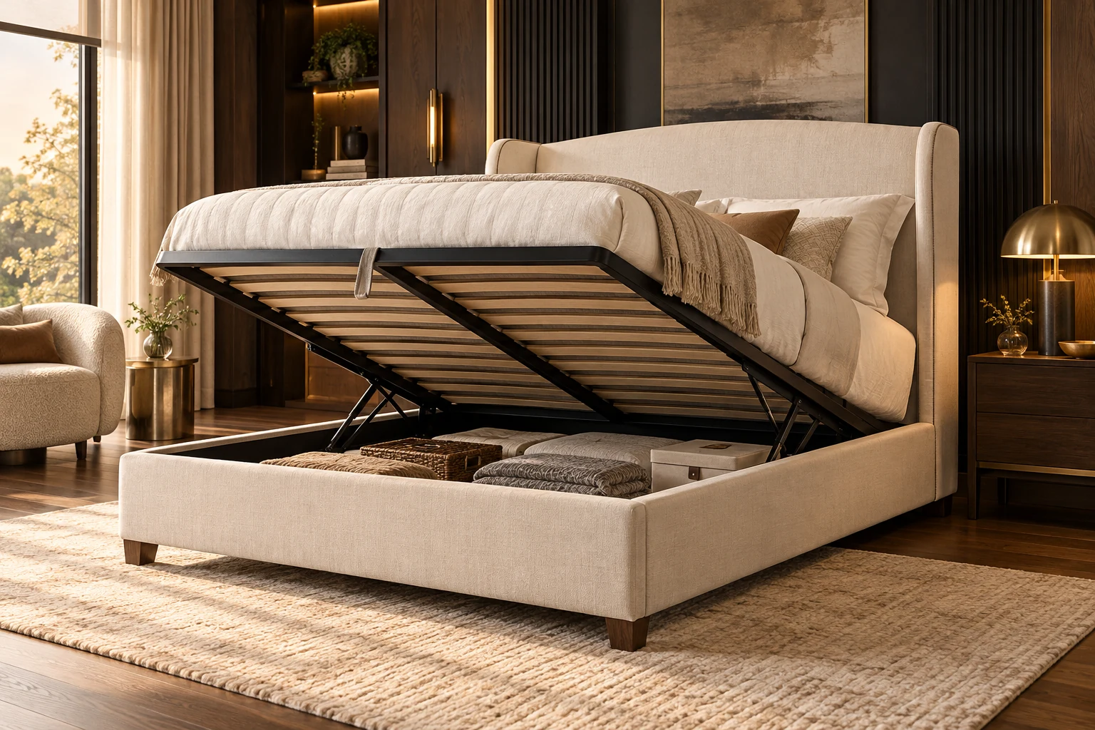 Hydraulic Storage Bed design inspiration 4 in a warm interior