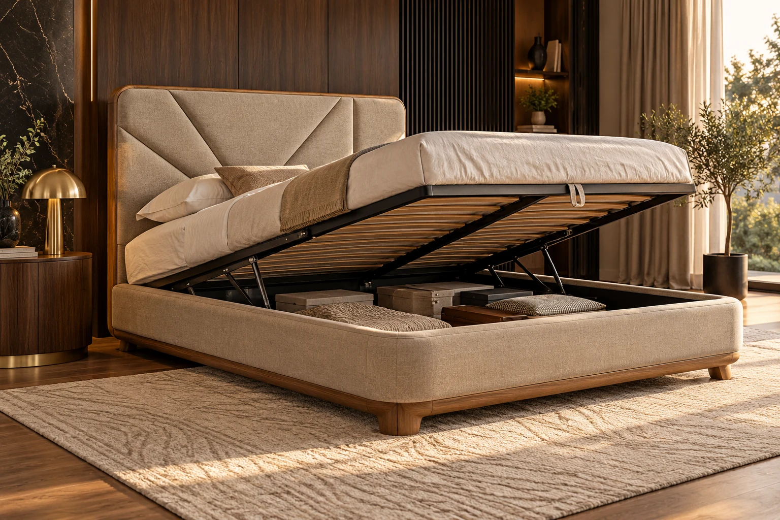 Hydraulic Storage Bed design inspiration 6 in a warm interior