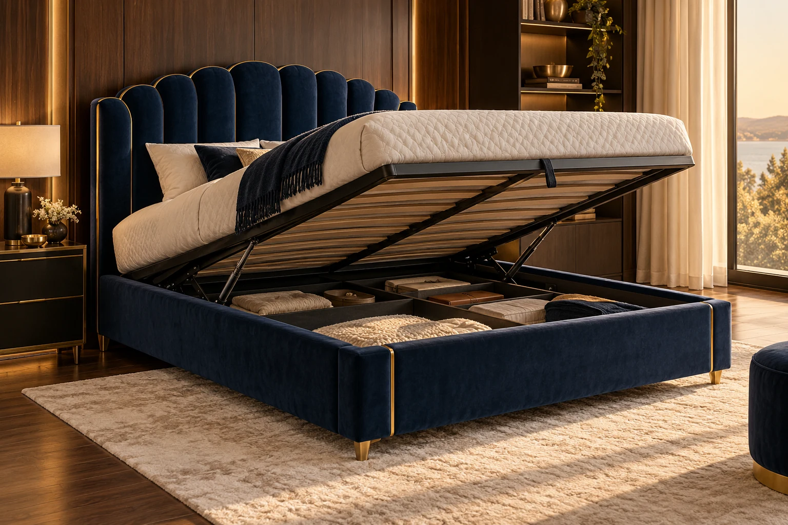 Hydraulic Storage Bed design inspiration 7 in a warm interior