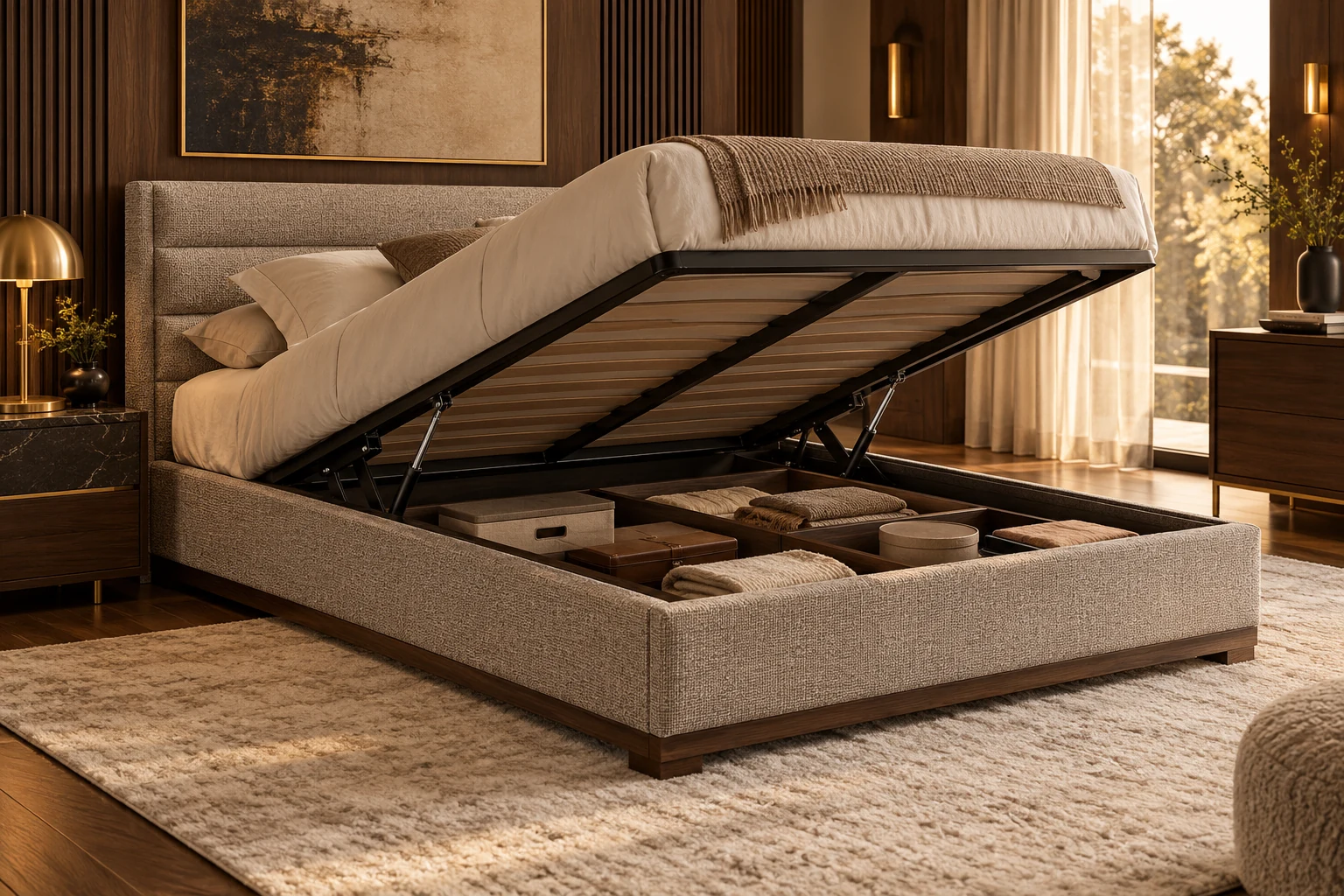 Hydraulic Storage Bed design inspiration 8 in a warm interior