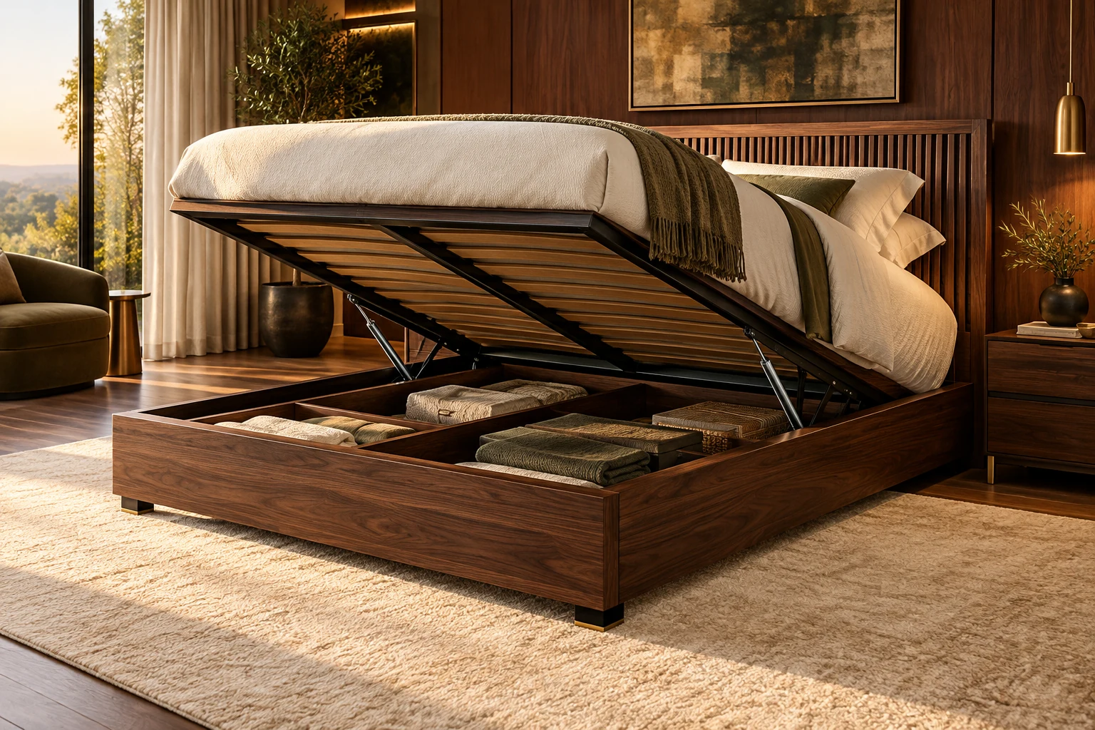Hydraulic Storage Bed design inspiration 9 in a warm interior