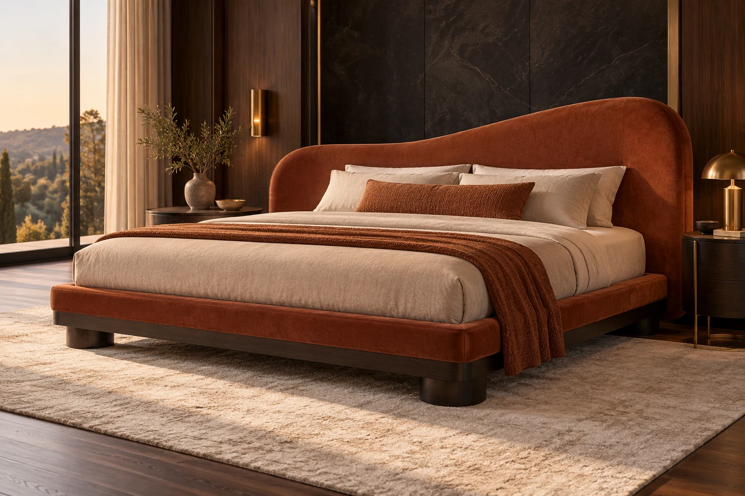 King Size Bed design inspiration 10 in a warm interior
