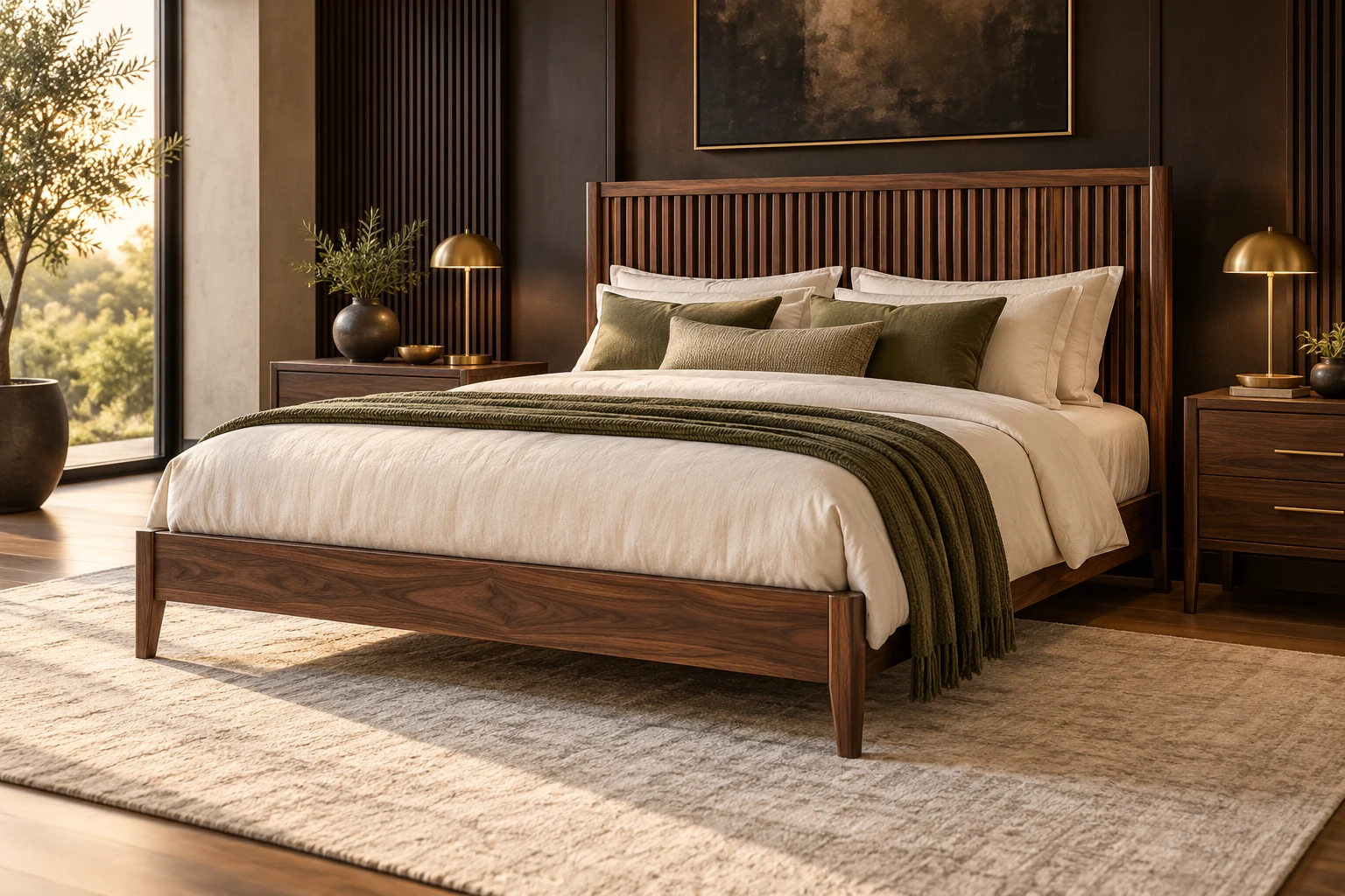 Queen Size Bed design inspiration 9 in a warm interior